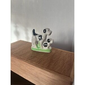 Ceramic Black White 2.5" Mother Dog & Baby Figurine‎